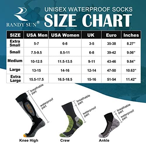 רנדי סאן גרבי נושם אטום למים, [SGS Certified] Unisex חידוש סקי טרקים טיולים רגליים גרבי שטח גרביים 1 זוג